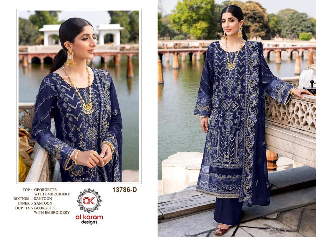 Al Karam 13786 Georgette Salwar Suits Catalog
